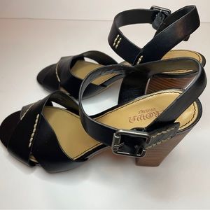 Crown Vintage • Black Bolero Heel Sandals • 8